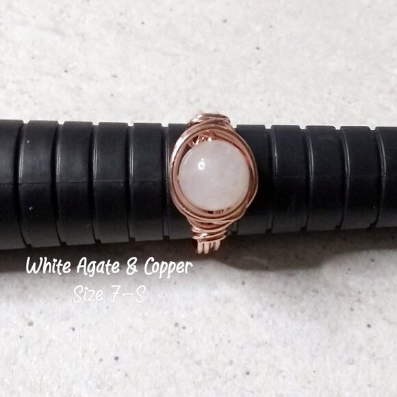 Size 7! White Agate & Copper Wire Ring! Sleek, Sexy & Feminine! - Picture 4 of 11